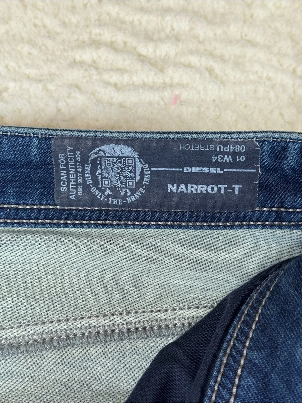 Diesel Narrot T Zip Fly Stretch Distressed Jeans JogJeans Men's Size 34 Italy